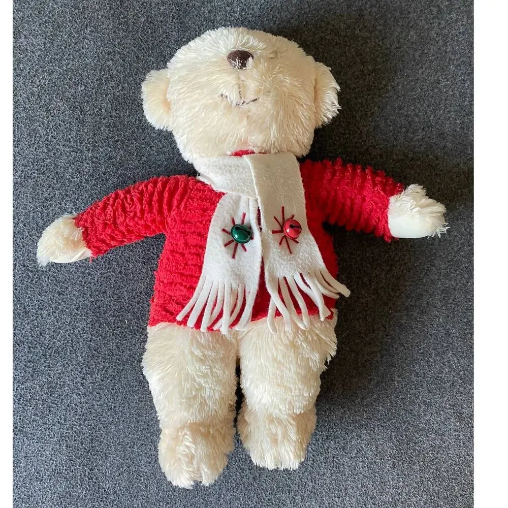 Hallmark Plush Stuffed Holiday Bear with Red Sweater and Scarf